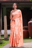 Peach Lukhnavi Cotton Saree