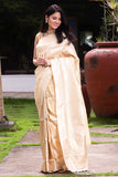 Cream Banarasi Silk Saree