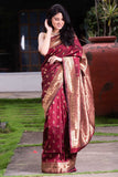 Rosewood Maroon Silk Saree