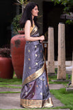 Olive Green Organza Saree