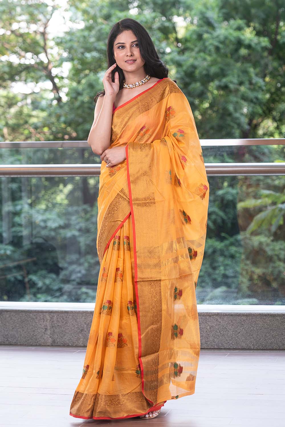 Dandelion Yellow Chanderi Cotton Saree