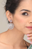 Circular Floral Design Silver Plated Earrings