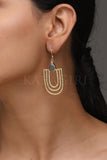 Semi Circular Design Brass Earrings