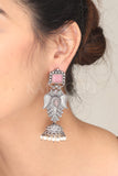 Pink Stone Traditonal Design Earrings