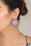 Circular Red Stone Earrings