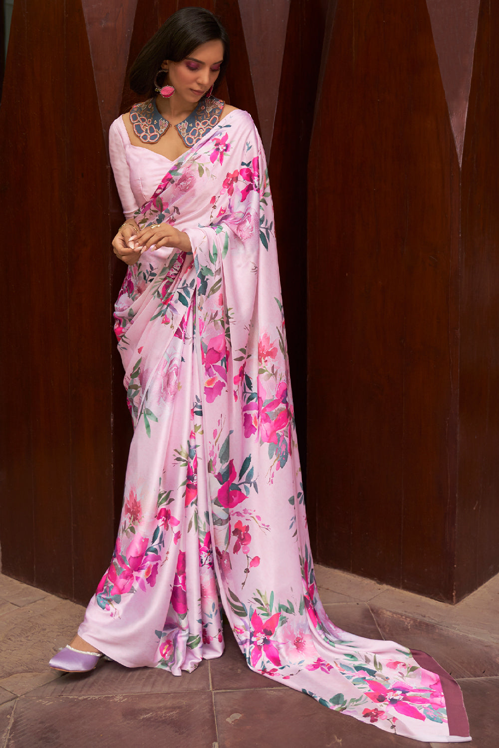 Blush Pink Digital Printed Saree