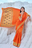 orange banarasi saree