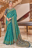 Blue And Green Patola Silk Saree