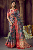 Admiral Blue Patola Saree