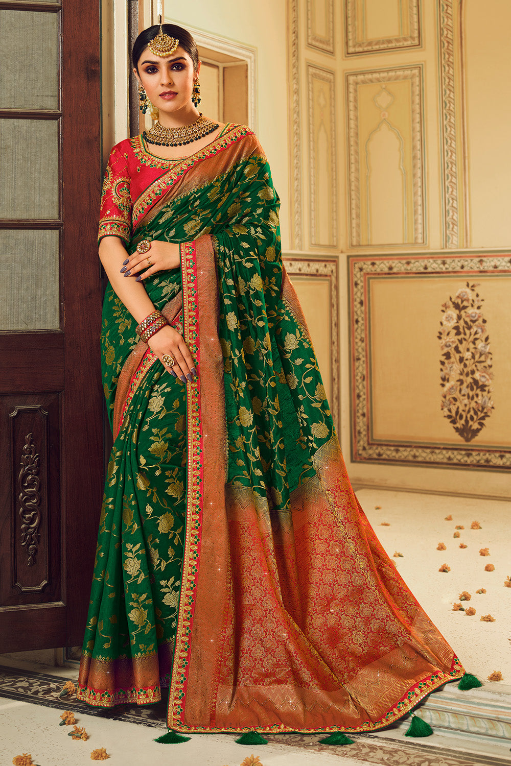 Pine Green South Silk Saree