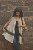 Grey black woven Pashmina stole with embroidery - Buy online on Karagiri - Free shipping to USA