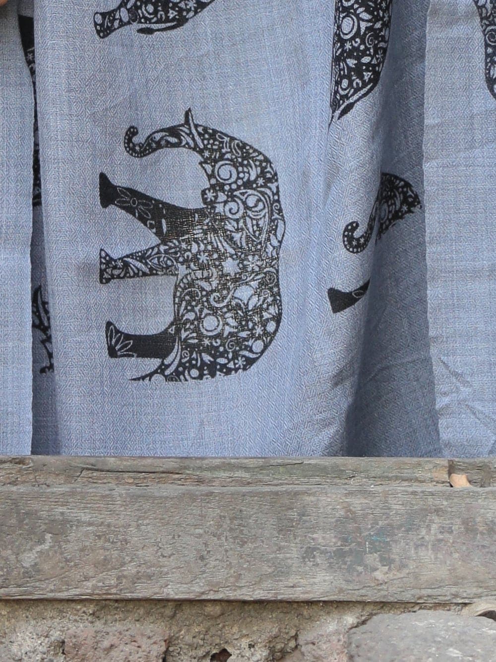 Blue elephant printed premium pashmina stole - Buy online on Karagiri - Free shipping to USA