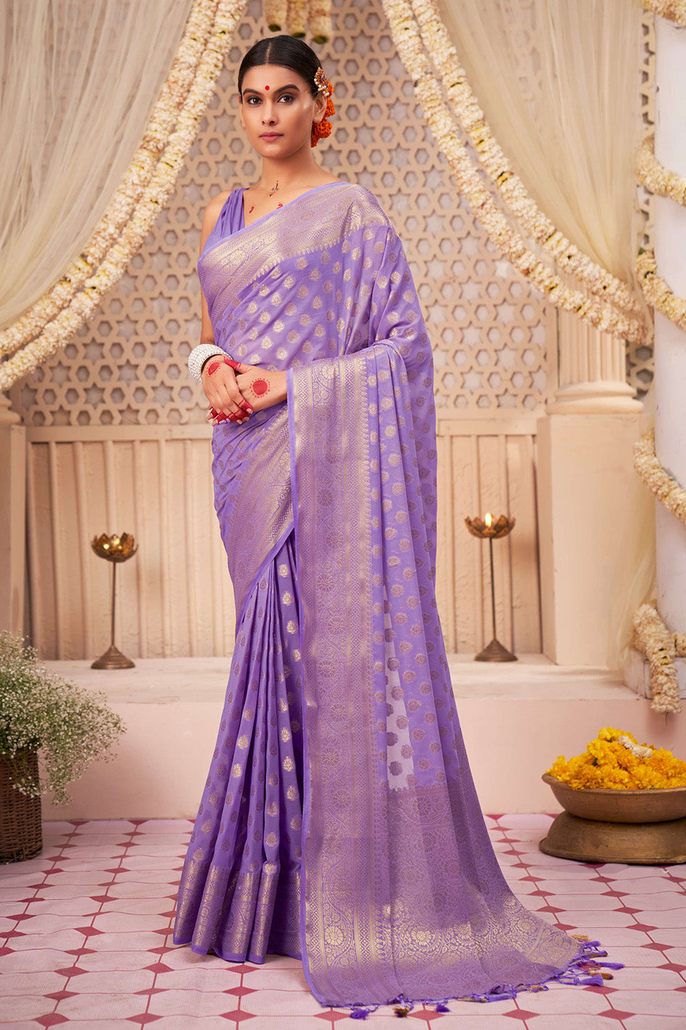 Buy Georgette Chikankari Sarees Online At Best Price