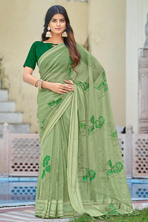 BHARGAVI CHIRMULEY in Emerald Green Organza Designer Saree