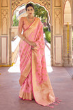 pink raw silk saree