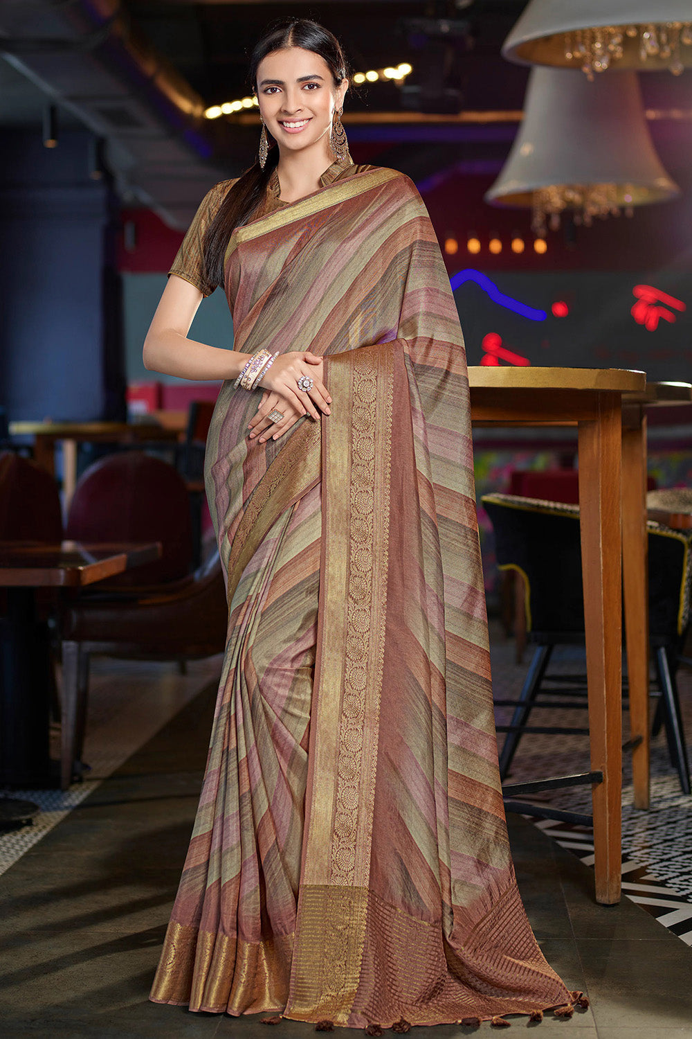 Multicolor Viscous Silk Saree