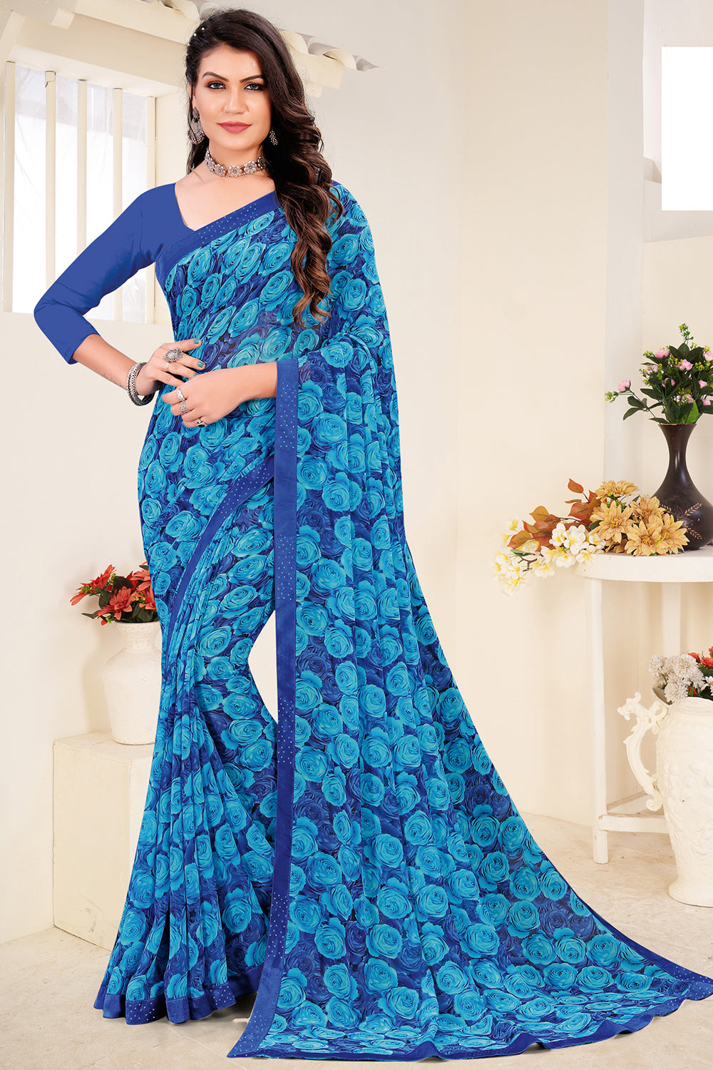 Multicolor Georgette Saree