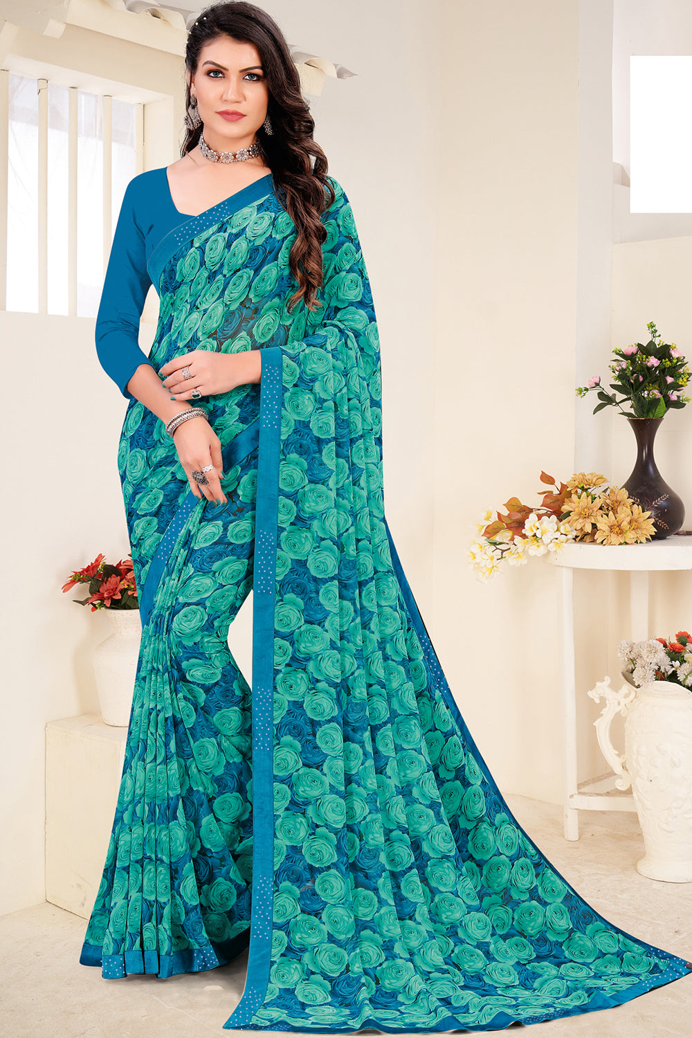 Multicolor Georgette Saree