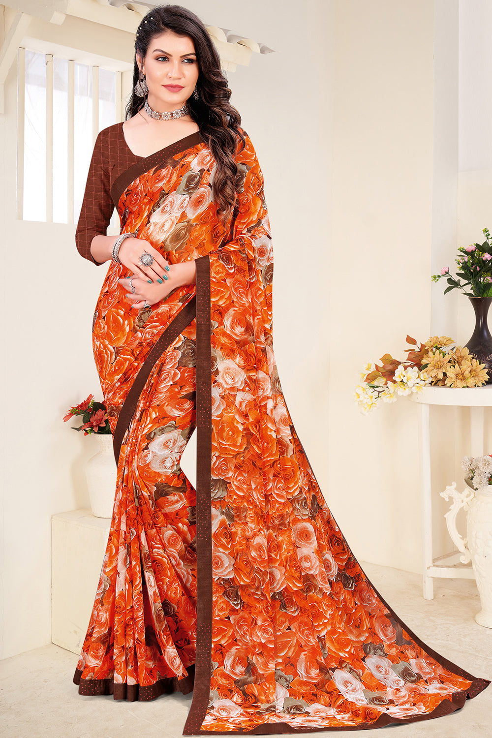 Multicolor Georgette Saree