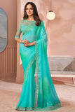 blue chiffon saree