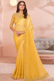 yellow chiffon saree