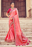 peach dola silk saree