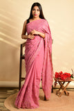 pink georgette saree