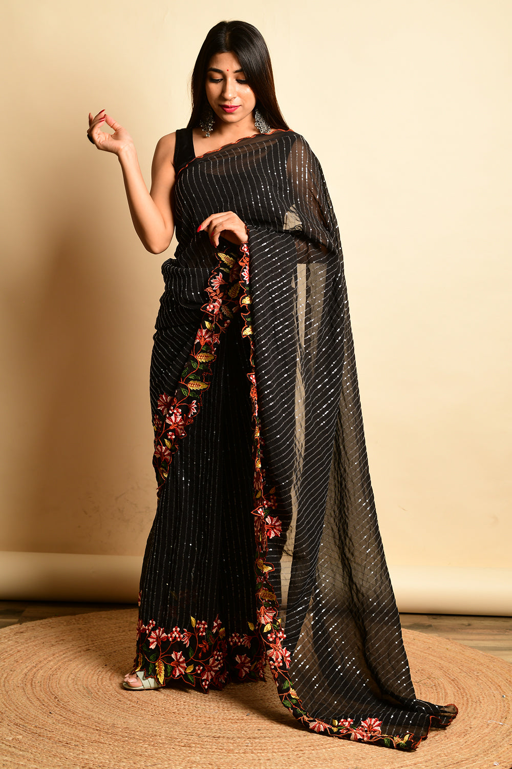 black georgette saree