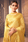 Canary Yellow Organza Saree