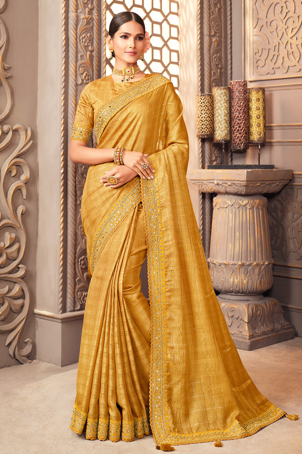 Buy Siril Art Silk White & Gold Color Saree with Blouse piece Online at  Best Prices in India - JioMart.