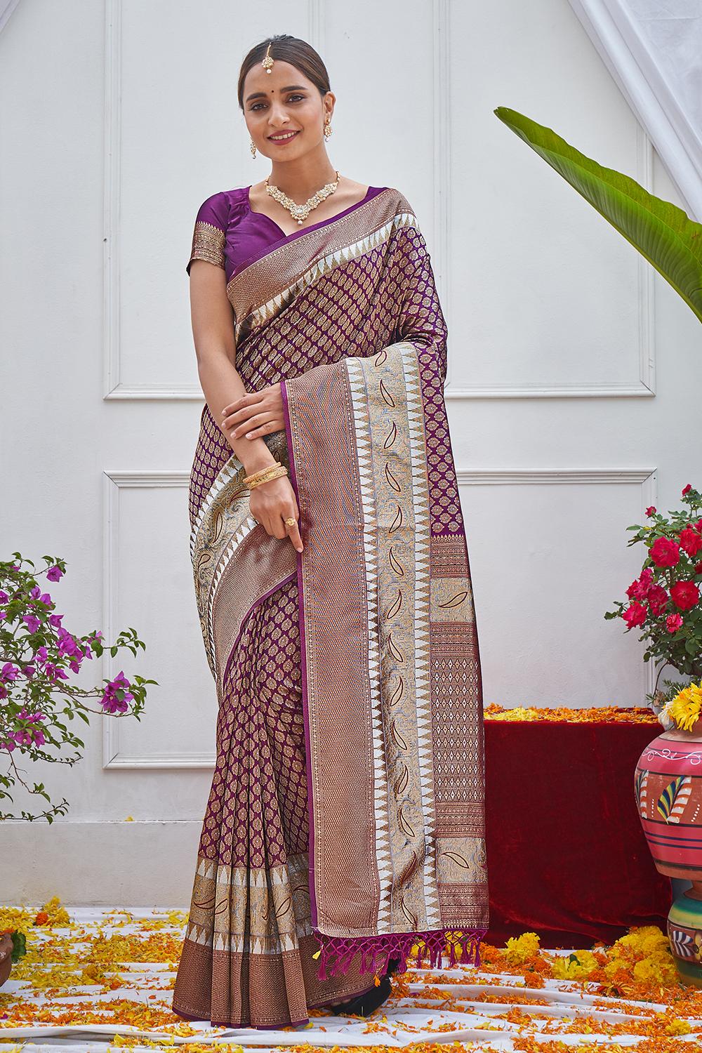 Plum Purple Kanjivaram Saree