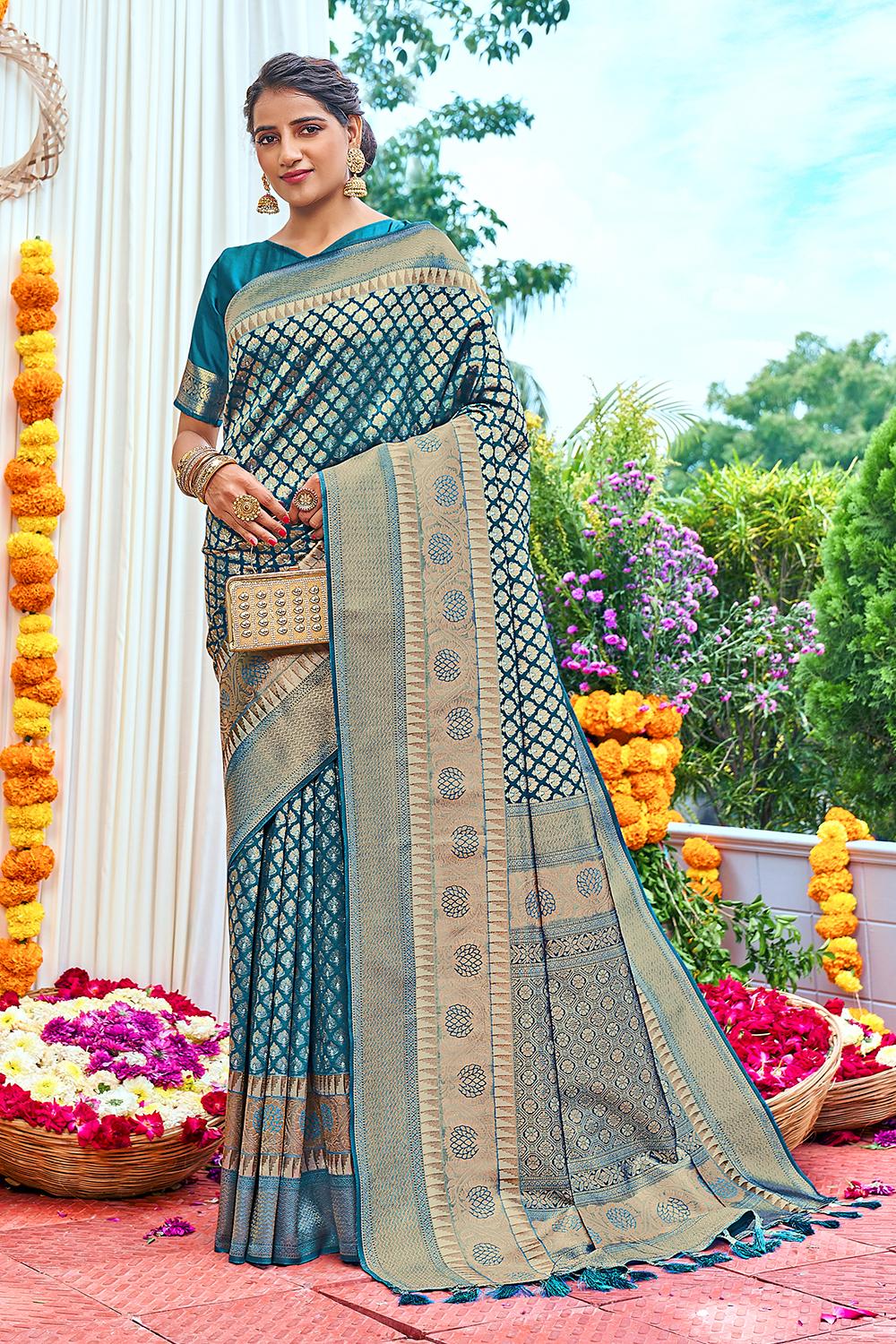 Lapis Blue Kanjivaram Saree