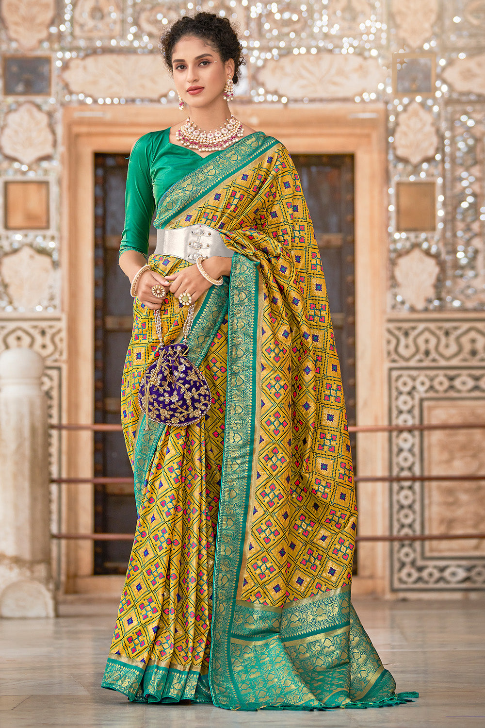 Medallion Yellow Patola Saree