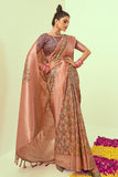 Salmon Pink Digital Print Saree