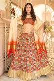 Multicolor Crush Satin Lehanga Choli