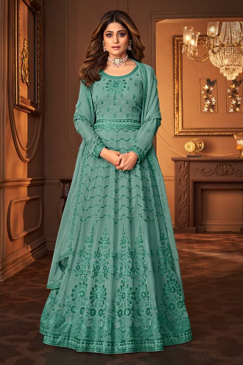 blue anarkali