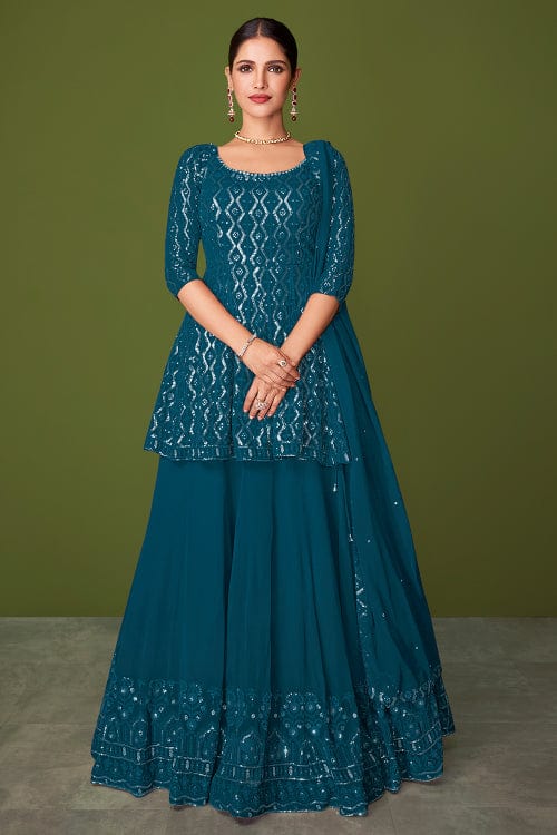 blue anarkali