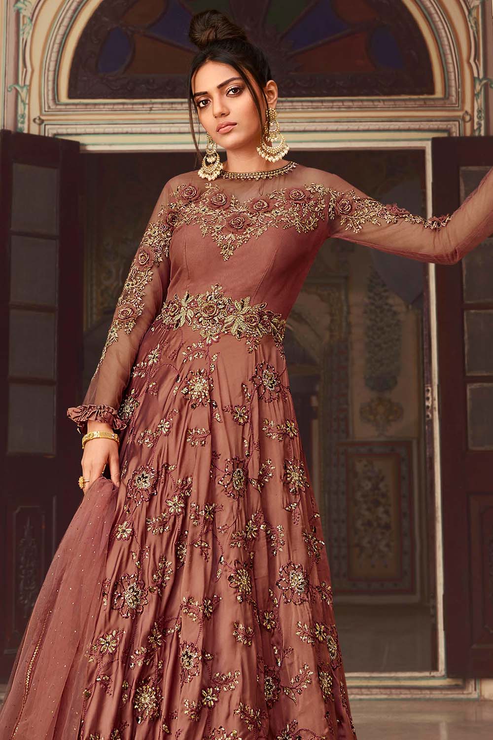Saree | Anarkali Suit | Lehenga Choli | Gown | 🎨 Pick your favorite color  from these faux georgette based sequins cording embroidered gown paired  with matching sequins cording worke... | Instagram