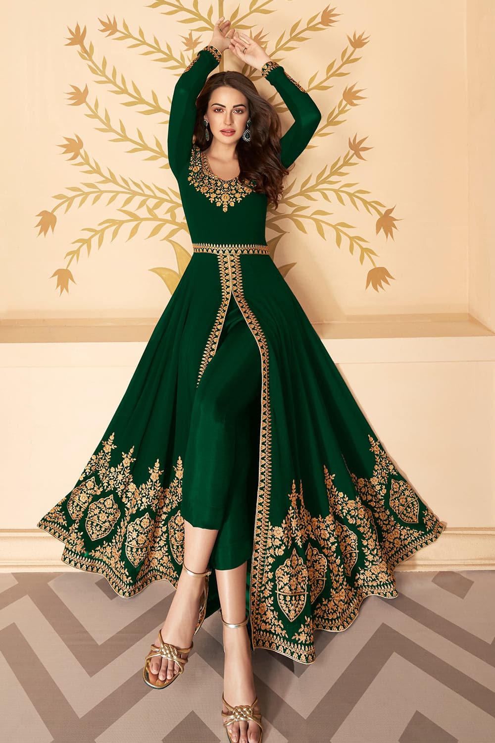 Bottle Green 3Pc Formal Dress - Zarqun | Official Online Store