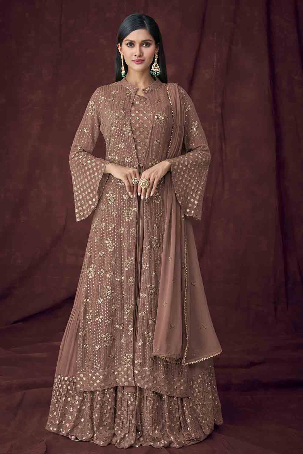 Mustered Color Weaving Zari Work Jacquard Silk Paithani Gown