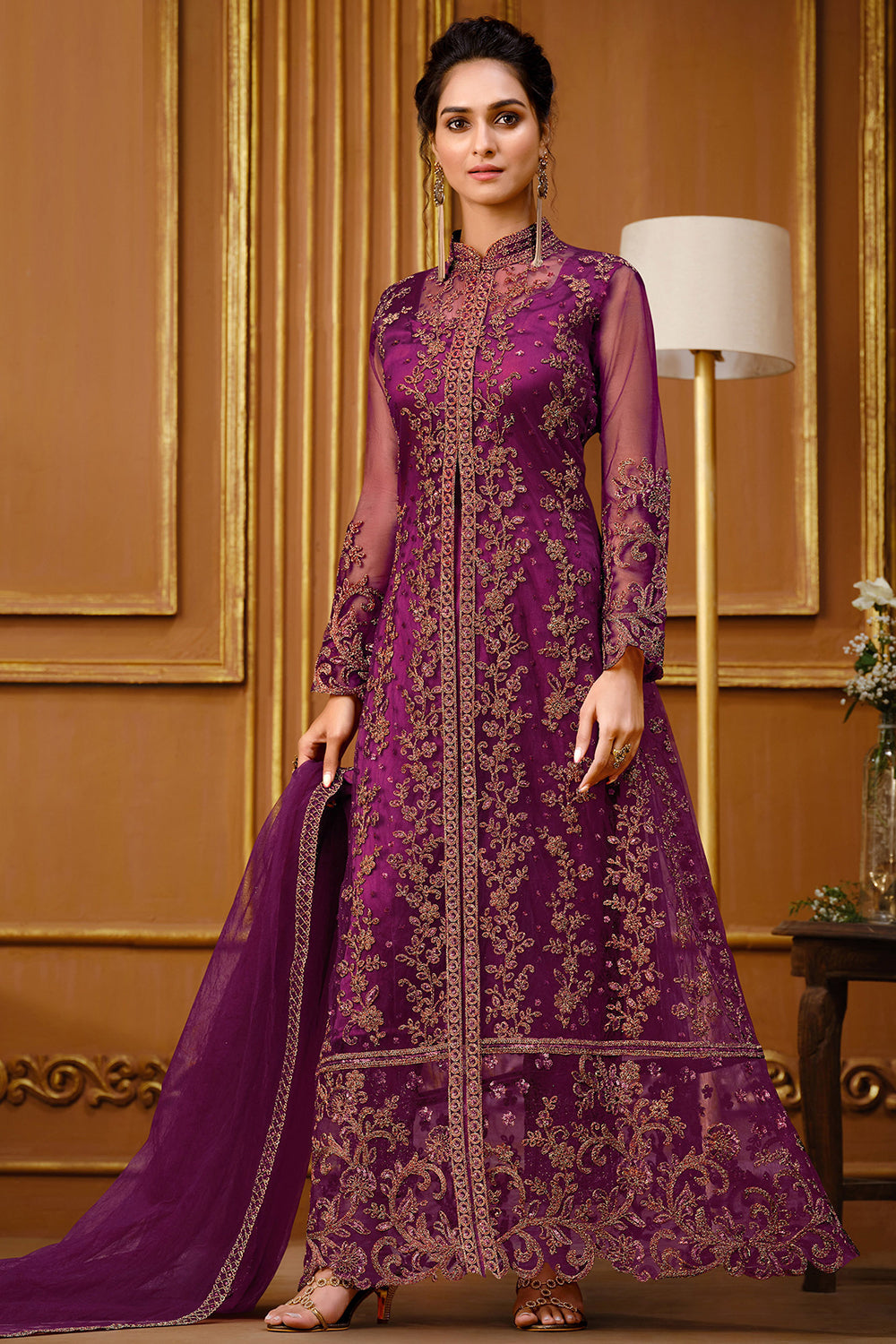 Buy Diwali Dress Georgette Dark Purple Eid Anarkali Suit LSTV115830
