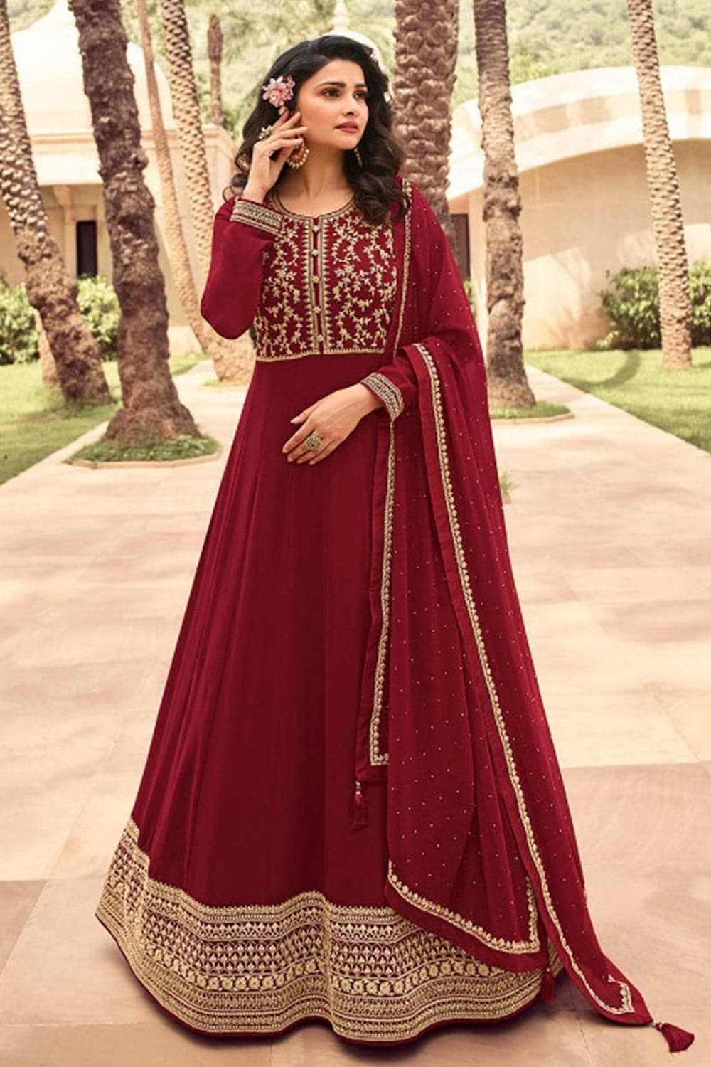 Maroon color frock on sale suit