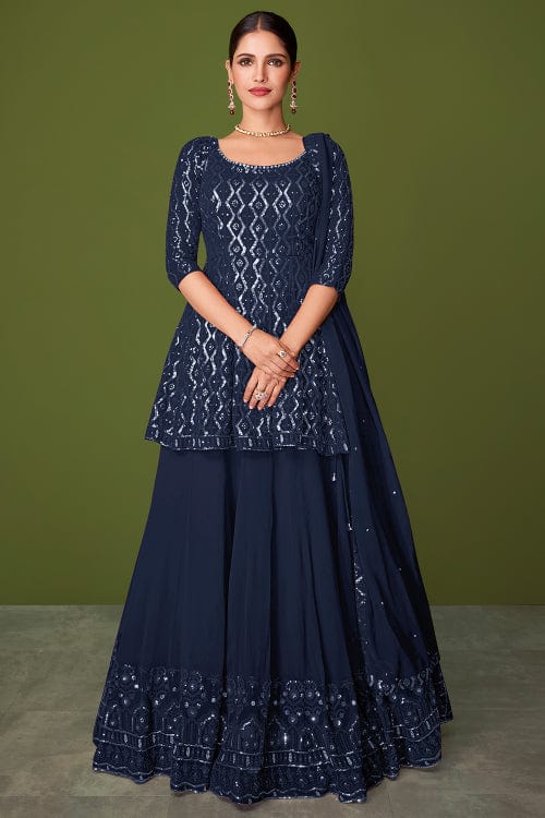 Buy online Navy Blue Net Party Gown from ethnic wear for Women by Sky  Heights for ₹659 at 74% off | 2024 Limeroad.com