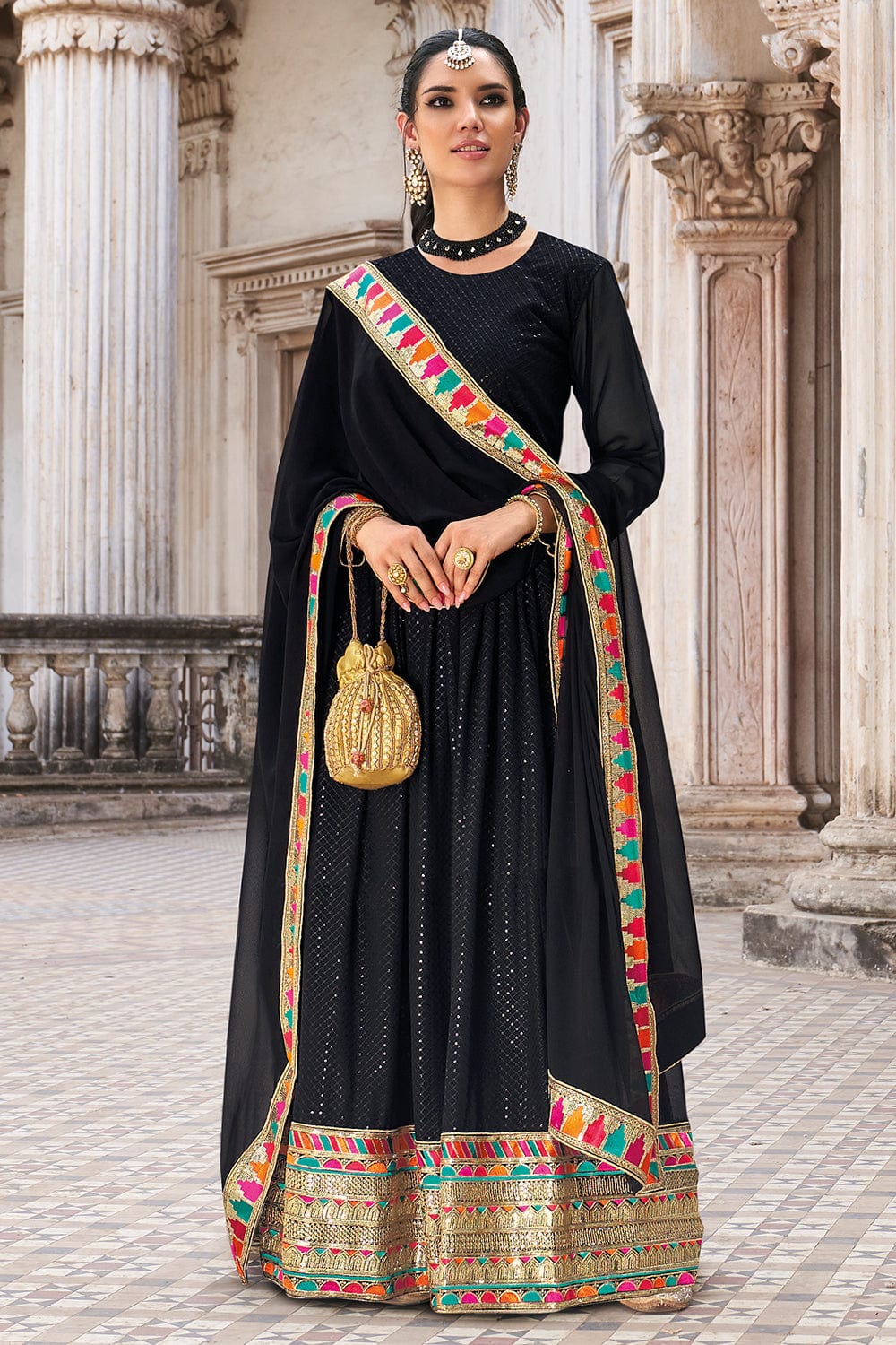 black anarkali dress