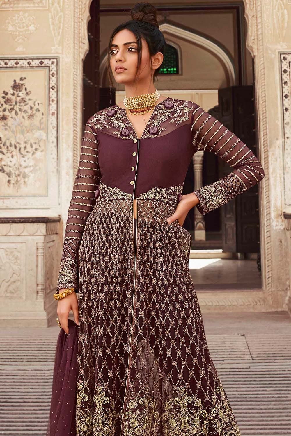 Sangria Purple Designer Anarkali Dress