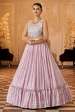 pink anarkali suit