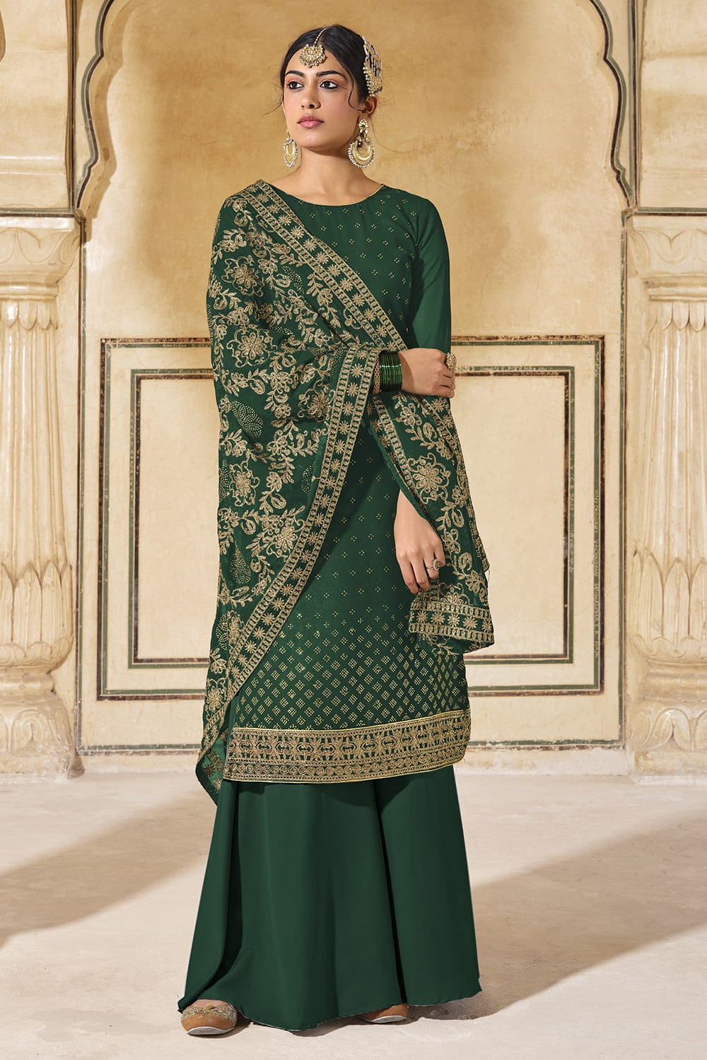 green anarkali suit