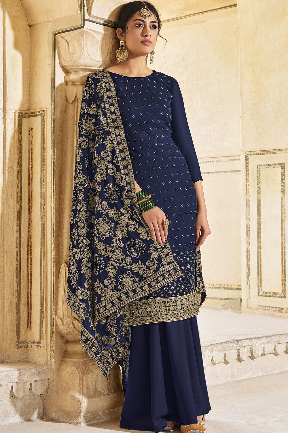 blue anarkali suit