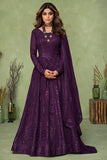 purple anarkali suit