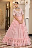 pink anarkali suit